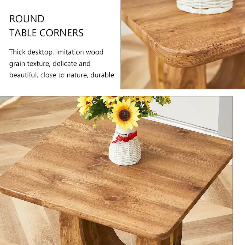23.6" Modern Square Coffee Table with Gold Decorative Strips