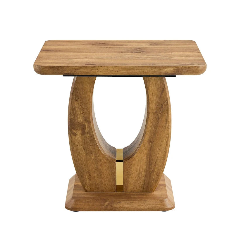 23.6" Modern Square Coffee Table with Gold Decorative Strips