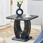 23.6" Modern Square Coffee Table with Gold Decorative Strips