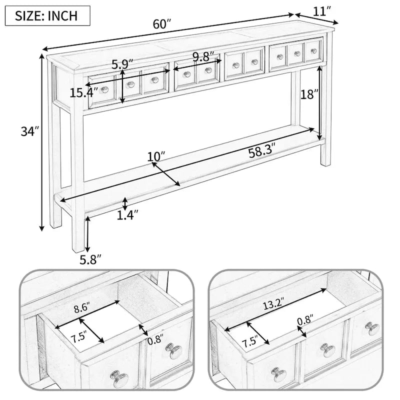 4-Drawer Entryway Console Table