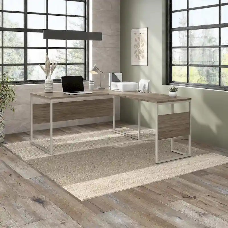 60W x 30D L Shaped Table Desk with Metal Legs
