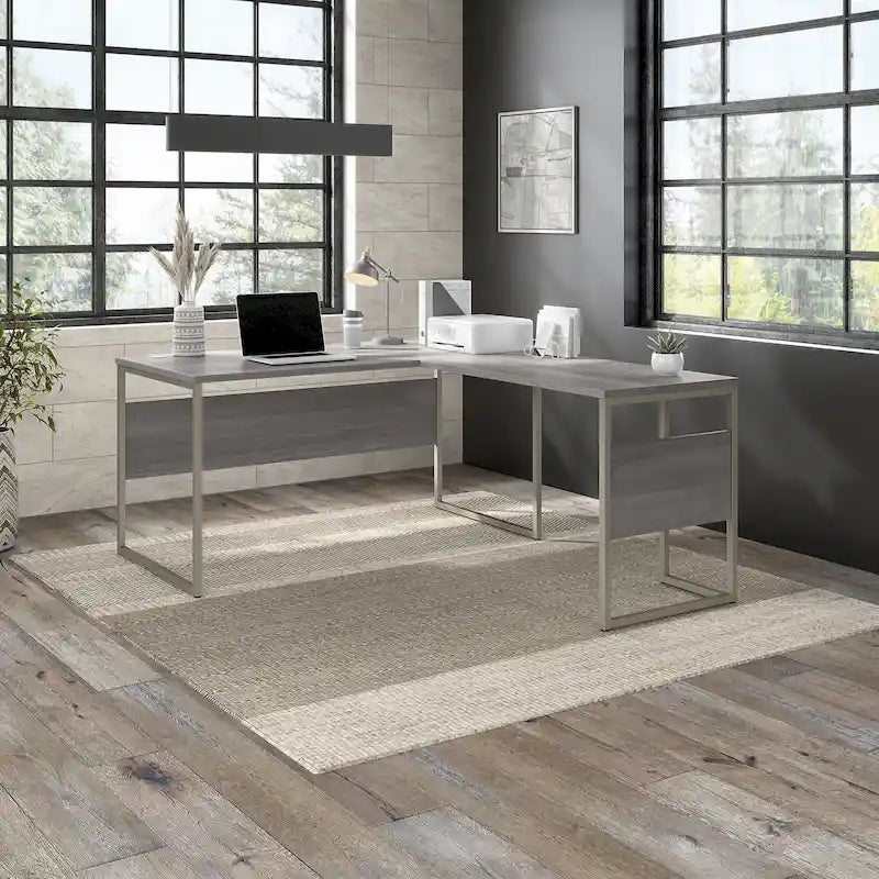 60W x 30D L Shaped Table Desk with Metal Legs