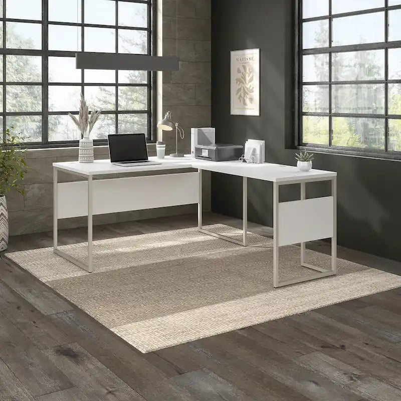 60W x 30D L Shaped Table Desk with Metal Legs