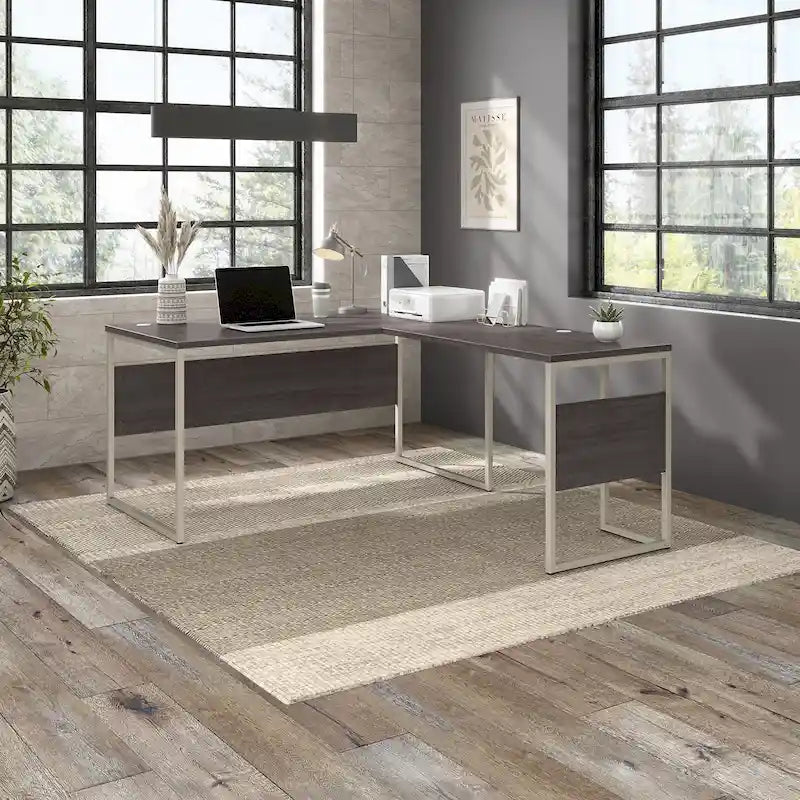 60W x 30D L Shaped Table Desk with Metal Legs
