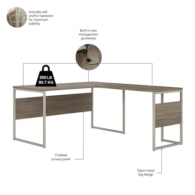 60W x 30D L Shaped Table Desk with Metal Legs