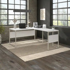60W x 30D L Shaped Table Desk with Metal Legs