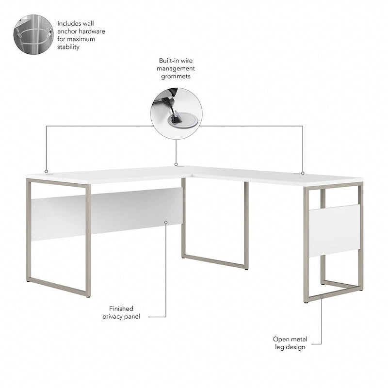 60W x 30D L Shaped Table Desk with Metal Legs