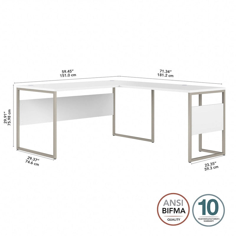60W x 30D L Shaped Table Desk with Metal Legs