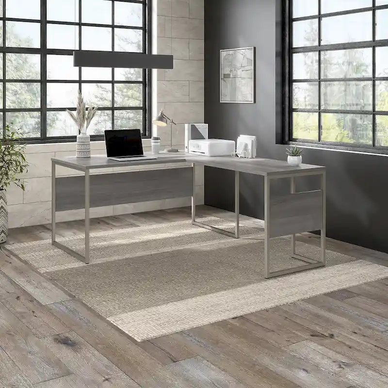 60W x 30D L Shaped Table Desk with Metal Legs