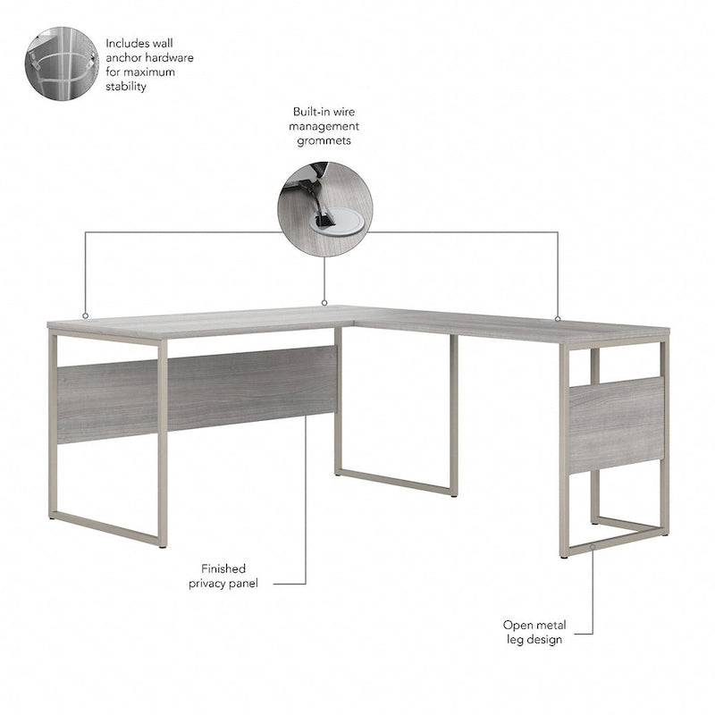 60W x 30D L Shaped Table Desk with Metal Legs