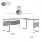 60W x 30D L Shaped Table Desk with Metal Legs