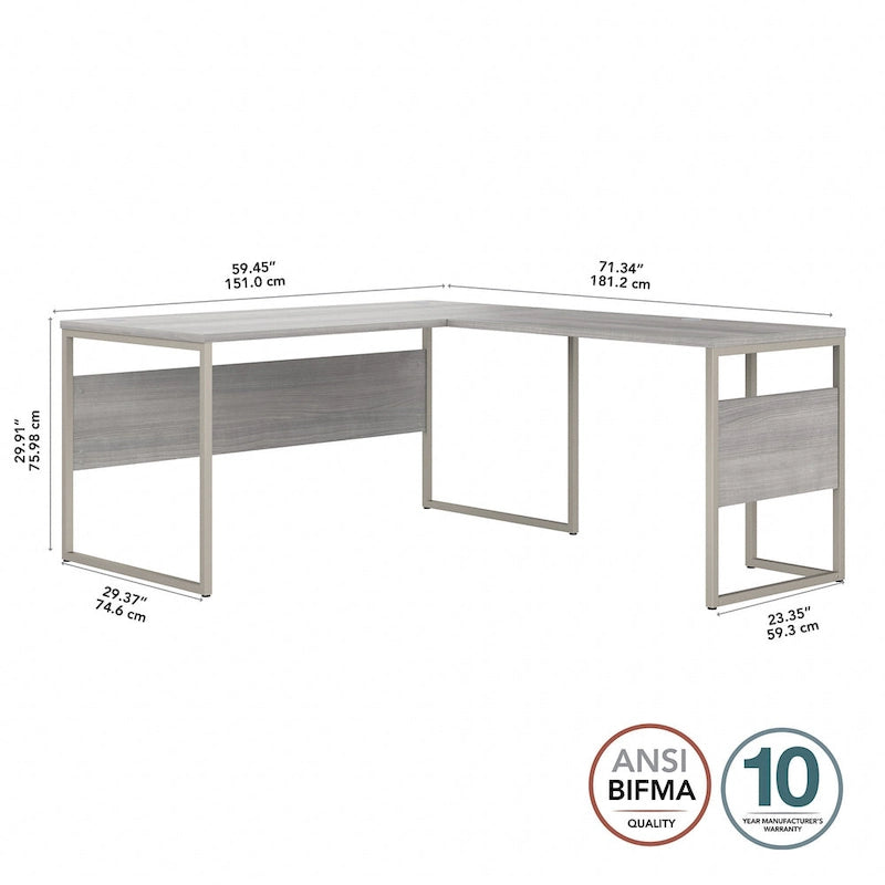 60W x 30D L Shaped Table Desk with Metal Legs
