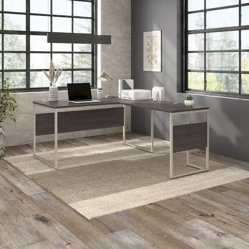 60W x 30D L Shaped Table Desk with Metal Legs