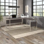 60W x 30D L Shaped Table Desk with Metal Legs