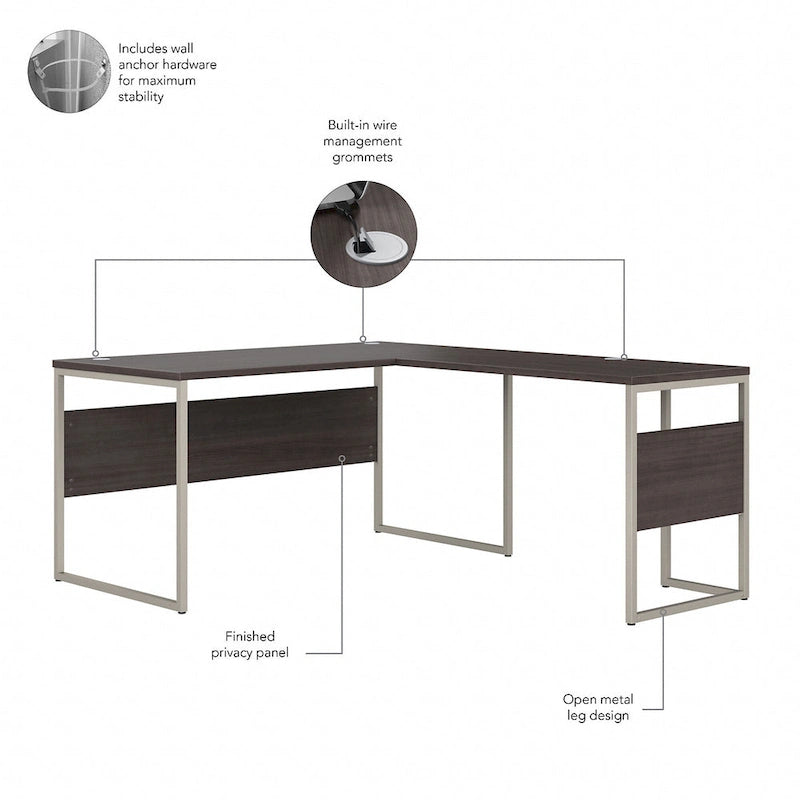 60W x 30D L Shaped Table Desk with Metal Legs