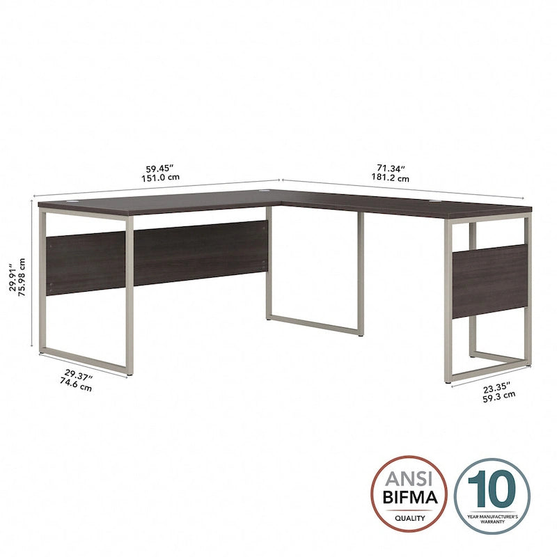 60W x 30D L Shaped Table Desk with Metal Legs