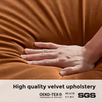 31 Wide Futuristic Velvet Armchair with Glossy Gold Frame & Cylindrical Backrest