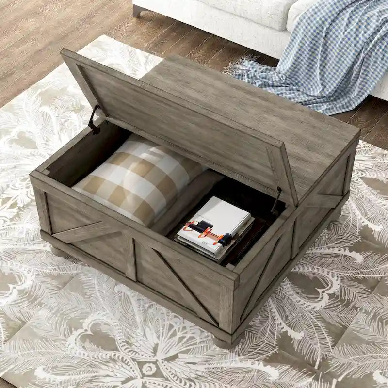 Farmhouse 36-inch Acacia and Pine Storage Coffee Table