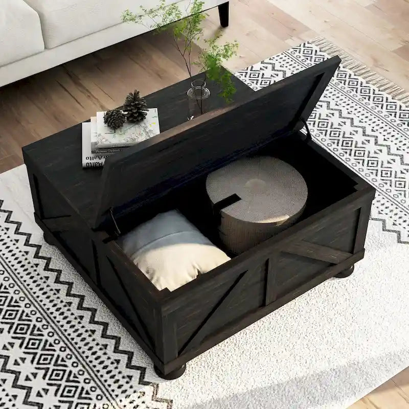 Farmhouse 36-inch Acacia and Pine Storage Coffee Table