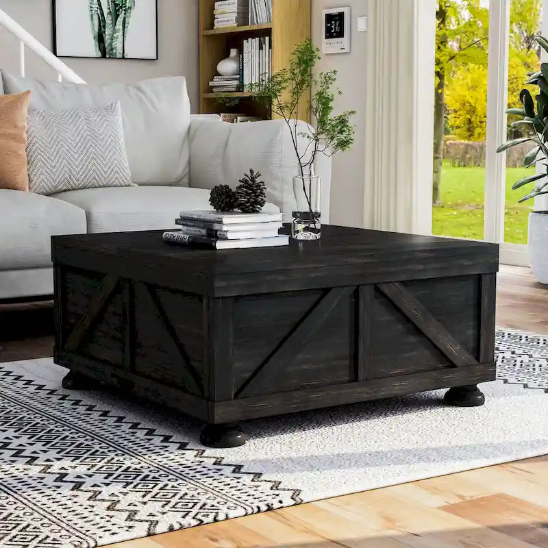 Farmhouse 36-inch Acacia and Pine Storage Coffee Table