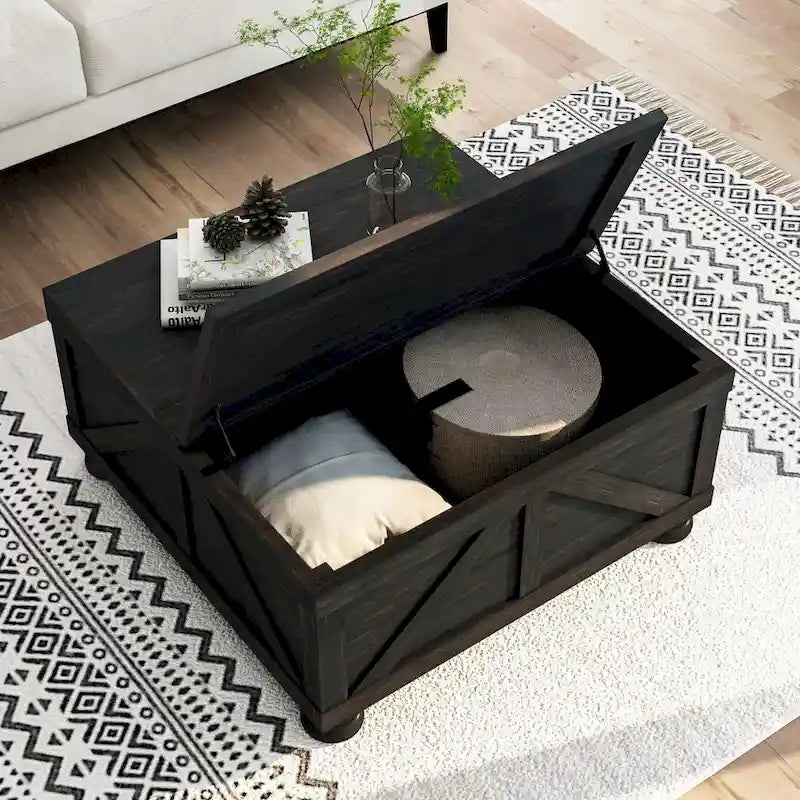 Farmhouse 36-inch Acacia and Pine Storage Coffee Table