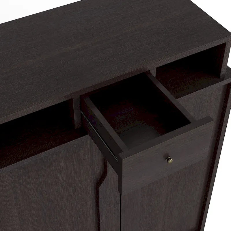Contemporary Espresso 5-Shelf Shoe Cabinet