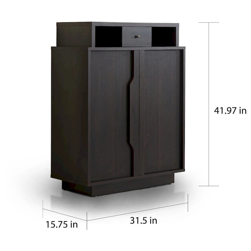 Contemporary Espresso 5-Shelf Shoe Cabinet