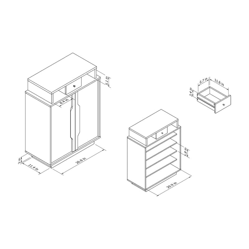 Contemporary Espresso 5-Shelf Shoe Cabinet