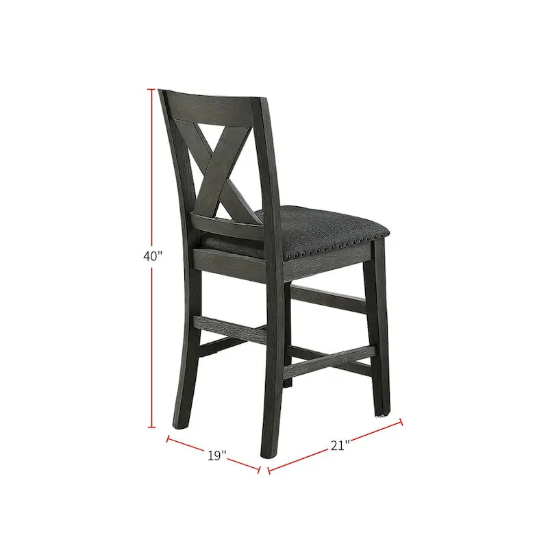 Counter Height Chairs with X-Cross Back, Dark Grey