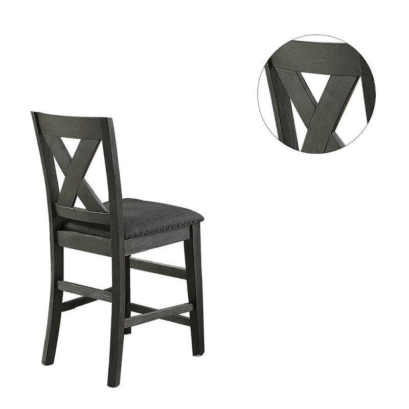 Counter Height Chairs with X-Cross Back, Dark Grey