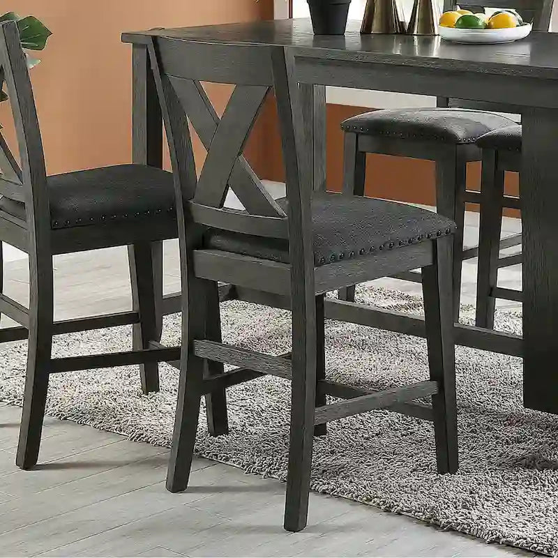 Counter Height Chairs with X-Cross Back, Dark Grey