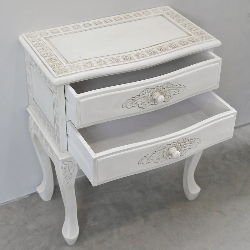 Carved 2-Drawer End Table