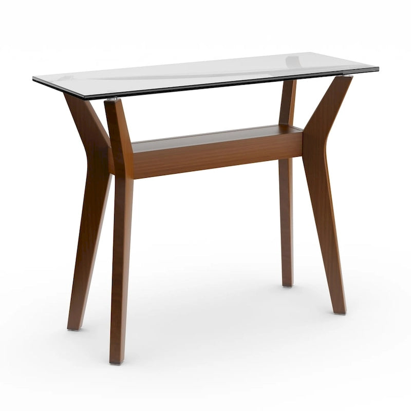 Walnut Sofa Table with Tempered Glass Top