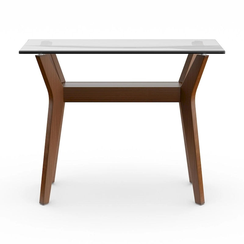 Walnut Sofa Table with Tempered Glass Top