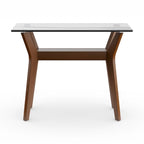 Walnut Sofa Table with Tempered Glass Top