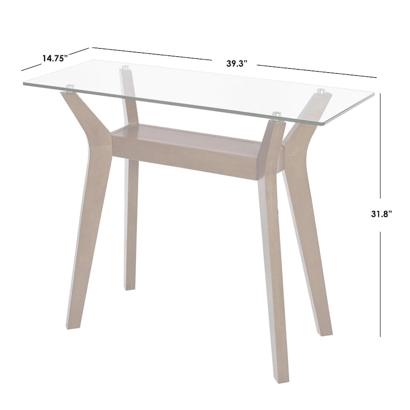 Walnut Sofa Table with Tempered Glass Top
