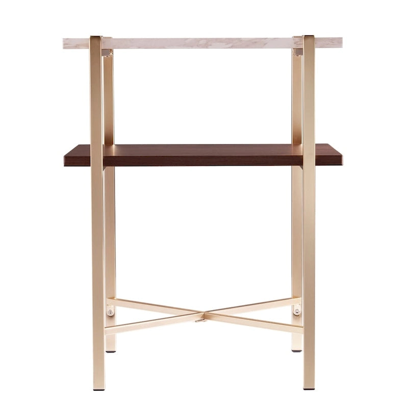 Square Faux Marble Side Table with Storage