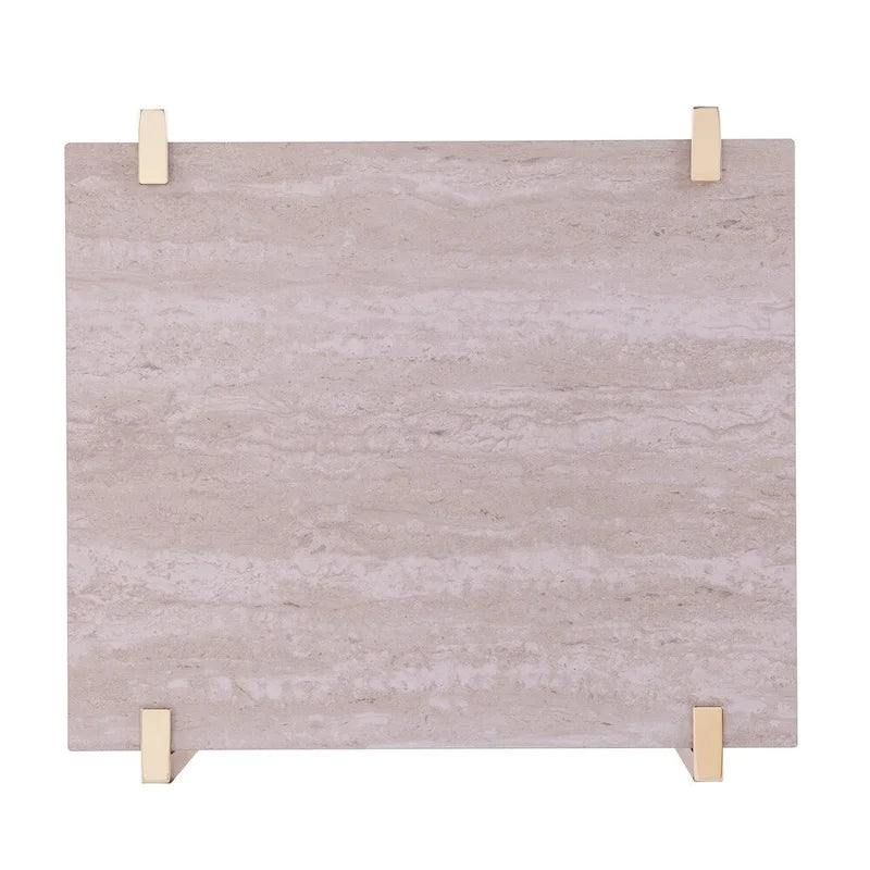 Square Faux Marble Side Table with Storage