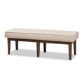 Mid-Century Fabric Button-Tufted Bench
