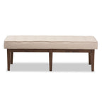 Mid-Century Fabric Button-Tufted Bench