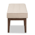 Mid-Century Fabric Button-Tufted Bench