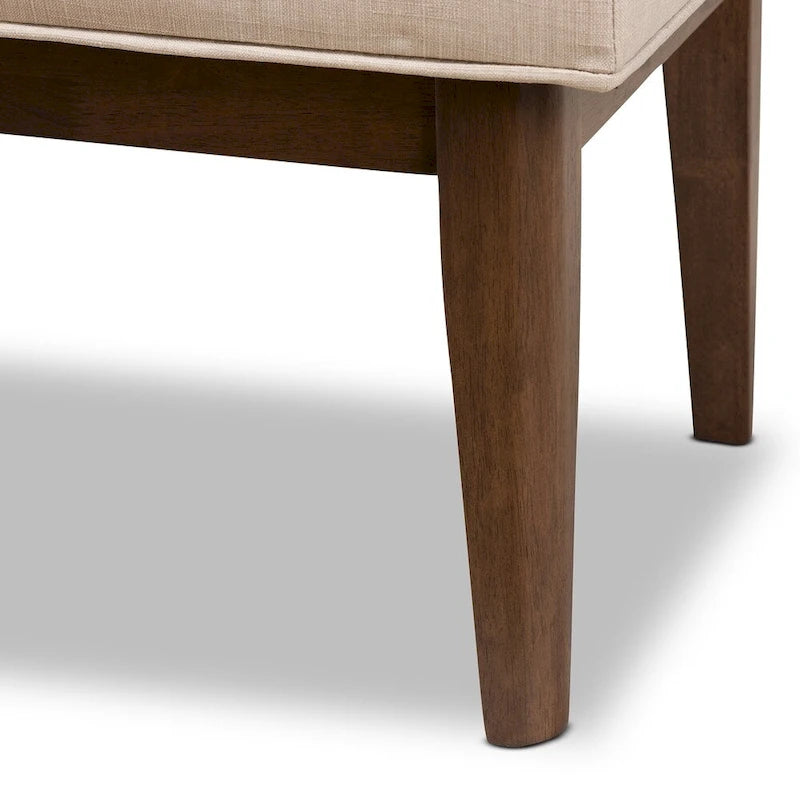 Mid-Century Fabric Button-Tufted Bench