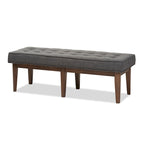Mid-Century Fabric Button-Tufted Bench