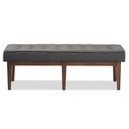 Mid-Century Fabric Button-Tufted Bench