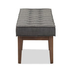 Mid-Century Fabric Button-Tufted Bench