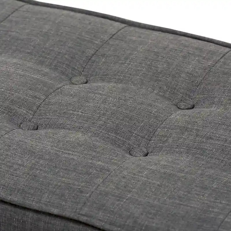 Mid-Century Fabric Button-Tufted Bench