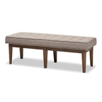 Mid-Century Fabric Button-Tufted Bench