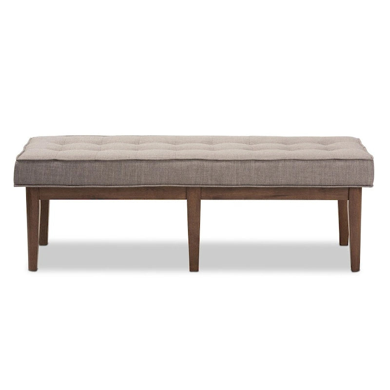 Mid-Century Fabric Button-Tufted Bench