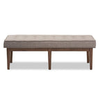 Mid-Century Fabric Button-Tufted Bench