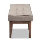 Mid-Century Fabric Button-Tufted Bench